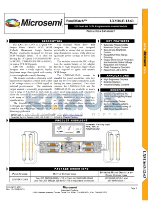 LXM1643-12-63 datasheet - 12V Quad 6W CCFL Programmable Inverter Module
