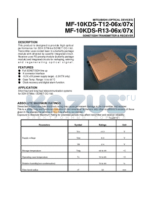 MF-10KDS-T12-060 datasheet - SONET/SDH TRANSMITTER & RECIEVER