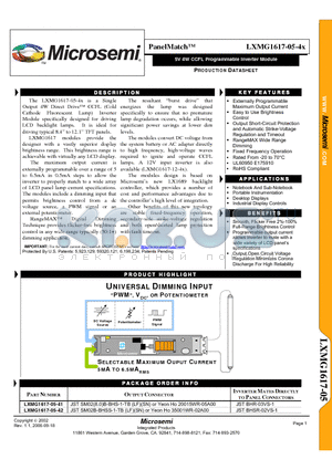 LXMG1617-05-42 datasheet - 5V 4W CCFL Programmable Inverter Module