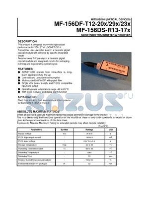 MF-156DF-T12-20X datasheet - SONET/SDH TRANSMITTER & RECIEVER