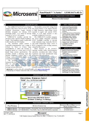 LXMG1617A-05-2X_10 datasheet - 5V 2.2W CCFL Programmable Inverter Module