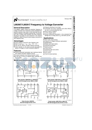 LM2907N-8 datasheet - Frequency to Voltage Converter