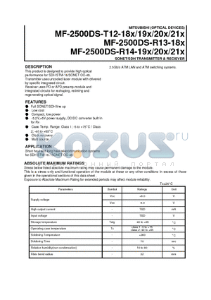 MF-2500DS-T12-18X datasheet - SONET/SDH TRANSMITTER & RECIEVER
