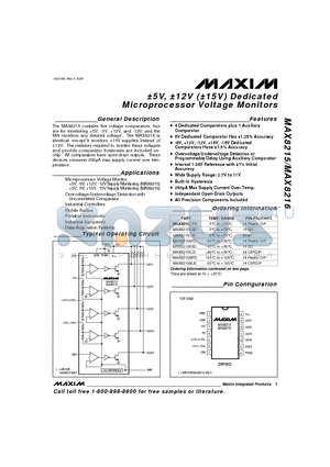 MAX8215 datasheet - a5V, a12V (a15V) Dedicated Microprocessor Voltage Monitors
