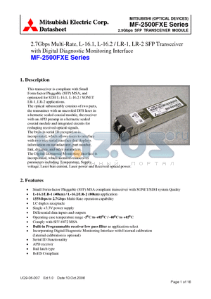 MF-2500FXE datasheet - 2.5Gbps SFP TRANSCEIVER MODULE