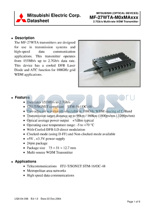 MF-27WTA-M01MA011 datasheet - 2.7Gb/s Multi-rate WDM Transmitter