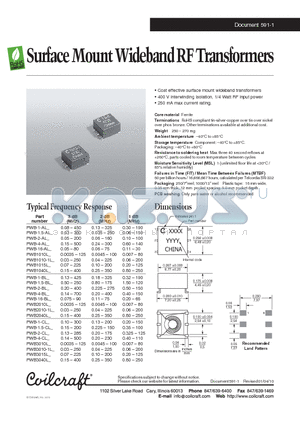 PWB1010L datasheet - Surface Mount Wideband RF Transformers
