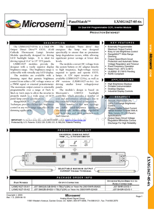 LXMG1627-05-6X datasheet - 5V Dual 6W Programmable CCFL Inverter Module