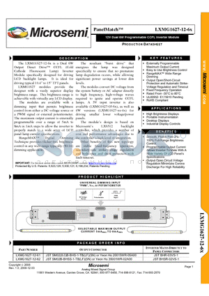 LXMG1627-12-6X datasheet - 12V Dual 6W Programmable CCFL Inverter Module