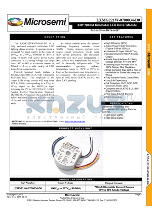 LXMG221W-0700034-D0 datasheet - 34W 700mA Dimmable LED Driver Module