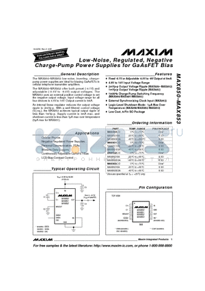 MAX850-MAX853 datasheet - Low-Noise, Regulated, Negative Charge-Pump Power Supplies for GaAsFET Bias