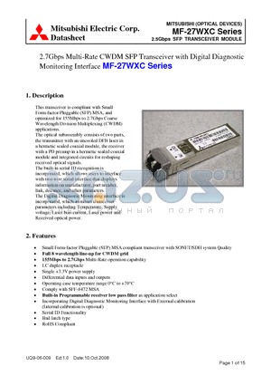 MF-27WXC-M41ZAC59 datasheet - 2.5Gbps SFP TRANSCEIVER MODULE