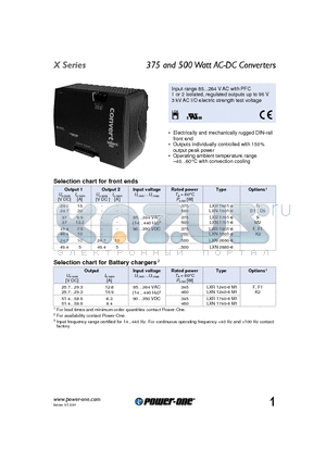 LXN-2660-6 datasheet - 375 and 500 Watt AC-DC Converters