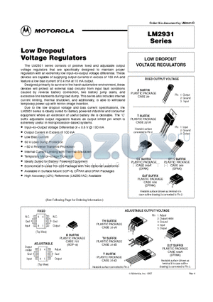 LM2931AD-5.0 datasheet - Low Dropout Voltage Regulators