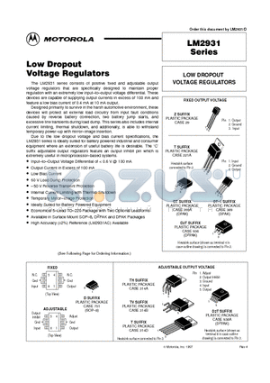 LM2931AT-5.0 datasheet - LOW DROPOUT VOLTAGE REGULATORS