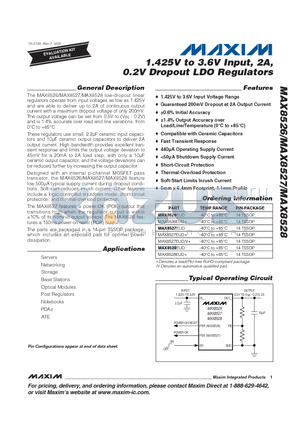 MAX8526EUD+ datasheet - 1.425V to 3.6V Input, 2A, 0.2V Dropout LDO Regulators