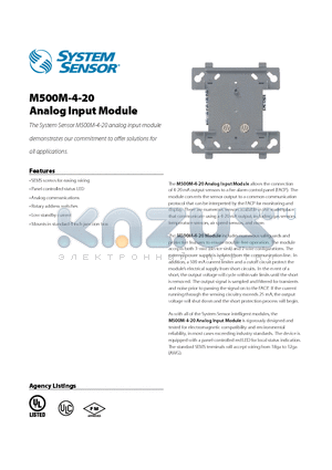 M500M-4-20 datasheet - Analog Input Module