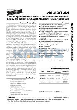 MAX8538EEI datasheet - Dual-Synchronous Buck Controllers for Point-of- Load, Tracking, and DDR Memory Power Supplies