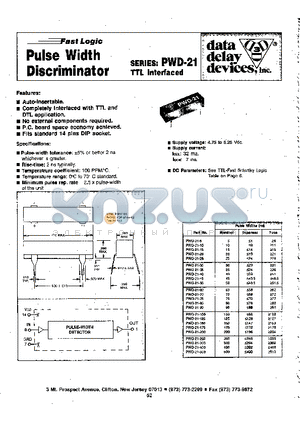 PWD-21-40 datasheet - PULSE WIDTH DISCRIMINATOR