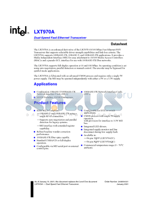 LXT970A datasheet - Dual-Speed Fast Ethernet Transceiver
