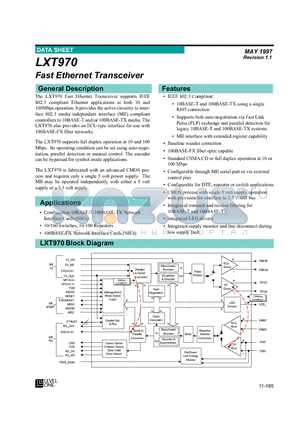 LXT970QC datasheet - Fast Ethernet Transceiver