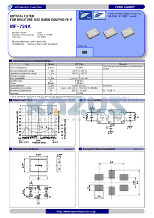 MF-734A datasheet - CRYSTAL FILTER FOR MINIATURE SIZE RADIO EQUIPMENT