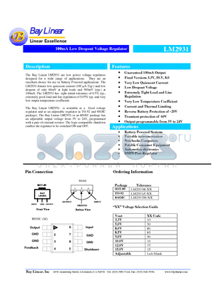 LM2931M-10 datasheet - 100mA Low Dropout Voltage Regulator