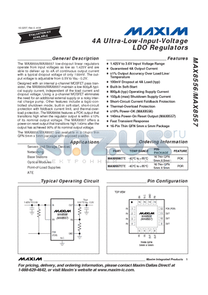 MAX8557ETE datasheet - 4A Ultra-Low-Input-Voltage LDO Regulators