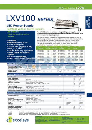 LXV100-054S datasheet - LED Power Supply