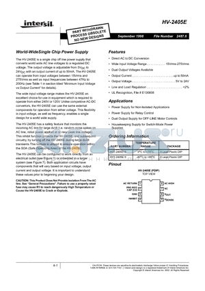 HV-2405E datasheet - World-WideSingle Chip Power Supply