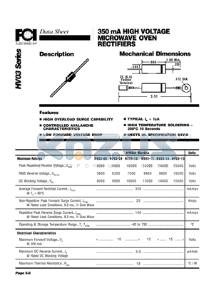 HV03-09 datasheet - 350 mA HIGH VOLTAGE MICROWAVE OVEN RECTIFIERS