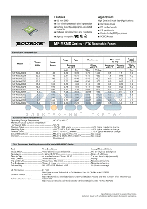 MF-MSMD014 datasheet - PTC Resettable Fuses