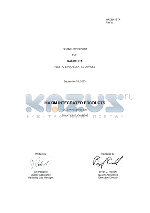 MAX8560 datasheet - PLASTIC ENCAPSULATED DEVICES