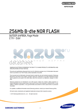 K8P5516UZB datasheet - 256Mb B-die NOR FLASH
