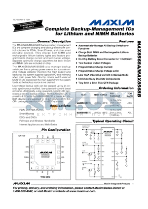 MAX8568A datasheet - Complete Backup-Management ICs for Lithium and NiMH Batteries