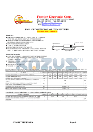 HV05-16 datasheet - HIGH VOLTAGE MICROWAVE OVEN RECTIFIER