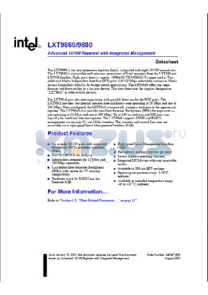 LXT9880 datasheet - Advanced 10/100 Repeater with Intergrated Management