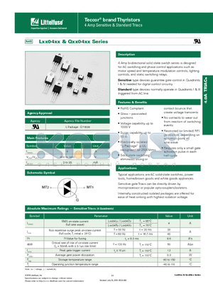 LXX04D3 datasheet - 4 Amp bi-directional solid state switch series is designed for AC switching