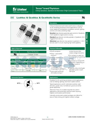 LXX08V6 datasheet - 8 Amp bi-directional solid state switch series is designed for AC switching and phase