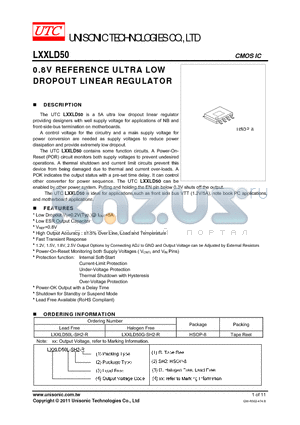 LXXLD50L-SH2-R datasheet - 0.8V REFERENCE ULTRA LOW DROPOUT LINEAR REGULATOR