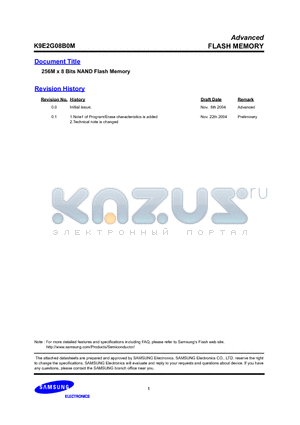 K9E2G08B0M-P datasheet - 256M x 8 Bits NAND Flash Memory