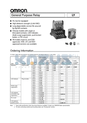 LY1-CR datasheet - General Purpose Relay