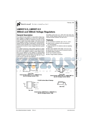 LM2937-3.3 datasheet - 400mA and 500mA Voltage Regulators