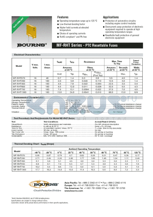 MF-RHT070 datasheet - PTC Resettable Fuses