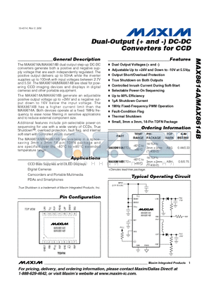 MAX8614AETD datasheet - Dual-Output ( and -) DC-DC