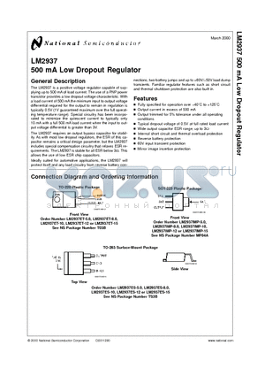 LM2937IMPX-15 datasheet - 500 mA Low Dropout Regulator