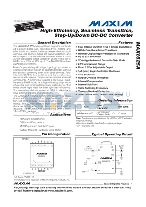 MAX8625A datasheet - High-Efficiency, Seamless Transition, Step-Up/Down DC-DC Converter