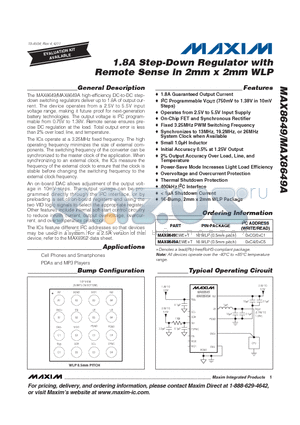 MAX8649_11 datasheet - 1.8A Step-Down Regulator with Remote Sense in 2mm x 2mm WLP