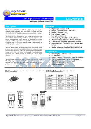 LM2940 datasheet - 1.25A High Current Low Dropout