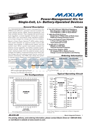MAX8663ETL+ datasheet - Power-Management ICs for Single-Cell, Li Battery-Operated Devices